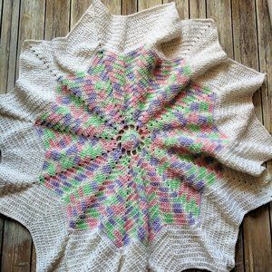 Pastel Round Hand Crocheted Baby Blanket